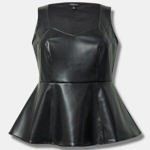 Torrid Faux Leather Sleeveless Peplum Top